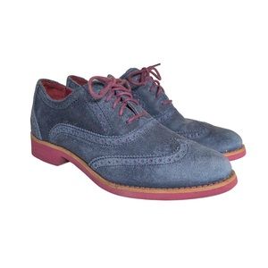 Cole Haan Alisa Oxford Shoes US 6.5 Blue Purple Suede Wingtip